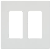 Lutron CW-2-WH Wallplate, 4.69 in L, 4-3/4 in W, 2 -Gang, Plastic, White, Gloss